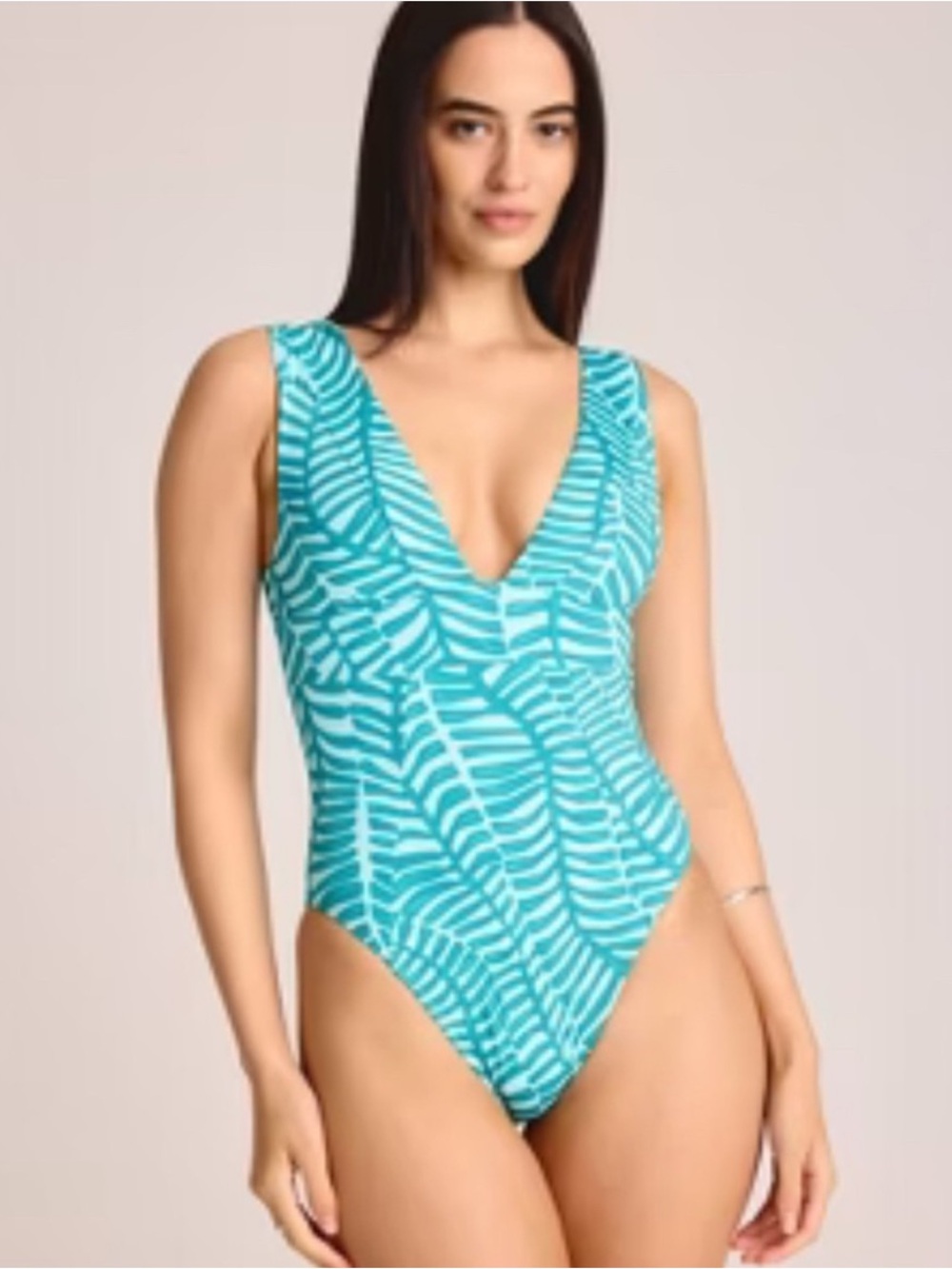 Vitamin A Tropical Leaf Plunge One Piece Swimsuit XS NWT